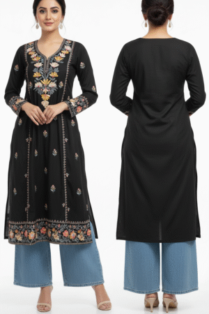Stylish New Rayon Embroidery Top / Kurti – Contemporary Ethnic Elegance for Women